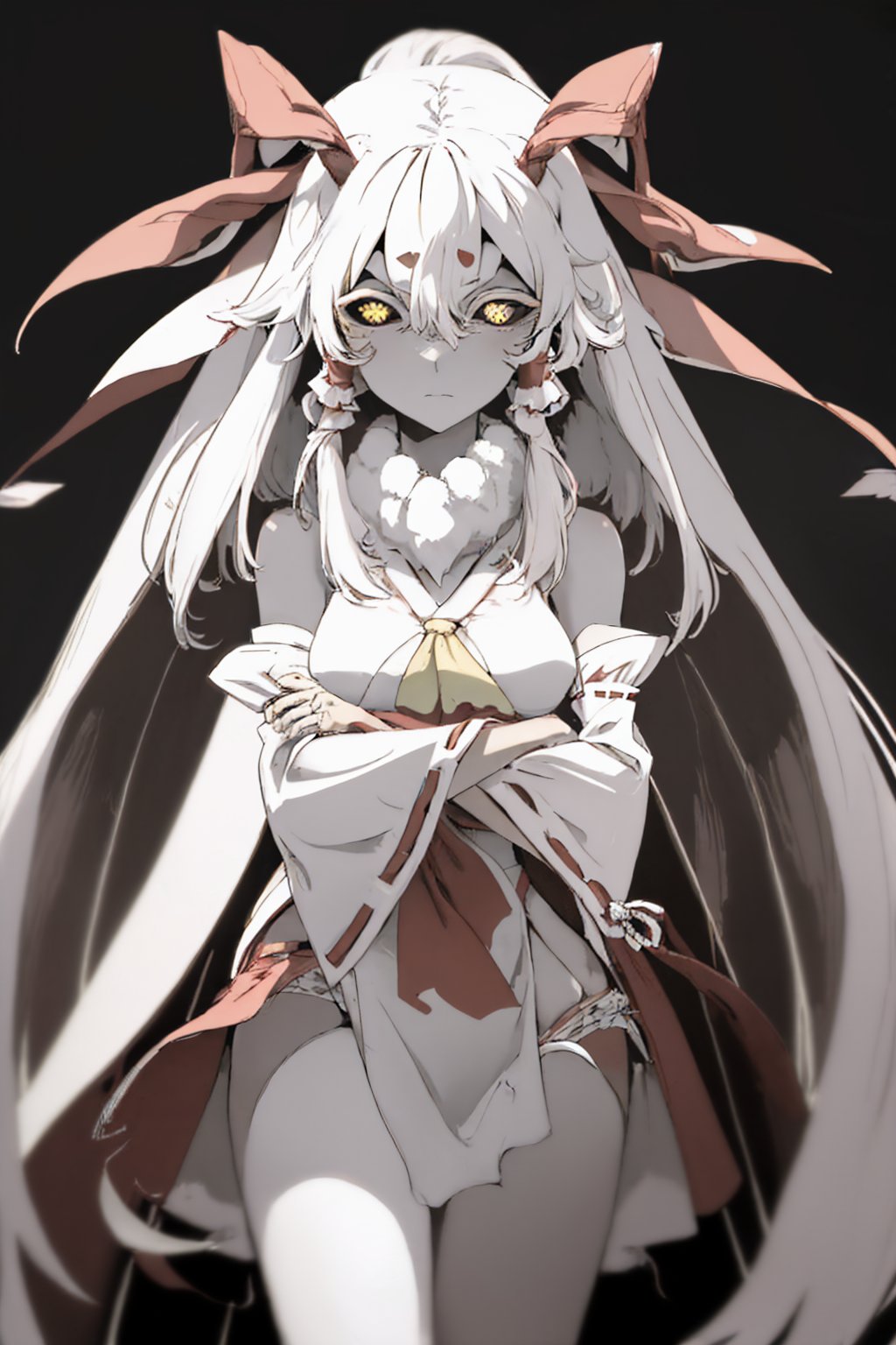 00027-4233644618-(masterpiece, best quality_1.2), cowboy shot, solo, 1girl, hakurei reimu, colored skin, expressionless, looking at viewer, cross.jpg